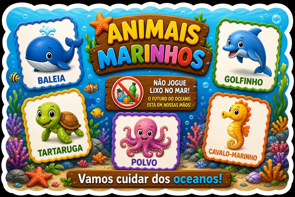 Amostra do painel Animais Marinhos
