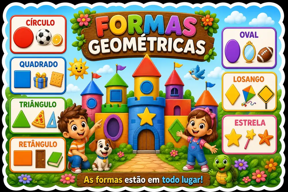 Painel educativo Formas Geométricas incluído no kit
