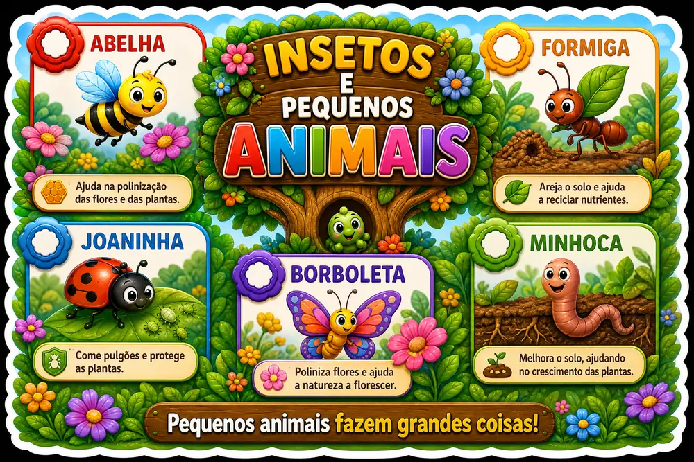 Amostra do painel Insetos e Pequenos Animais