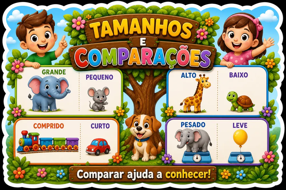 Amostra do painel Tamanhos e Comparações