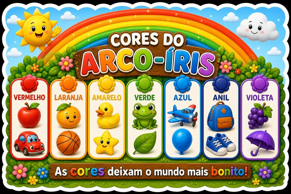 Painel educativo Cores do Arco-Íris incluído no kit