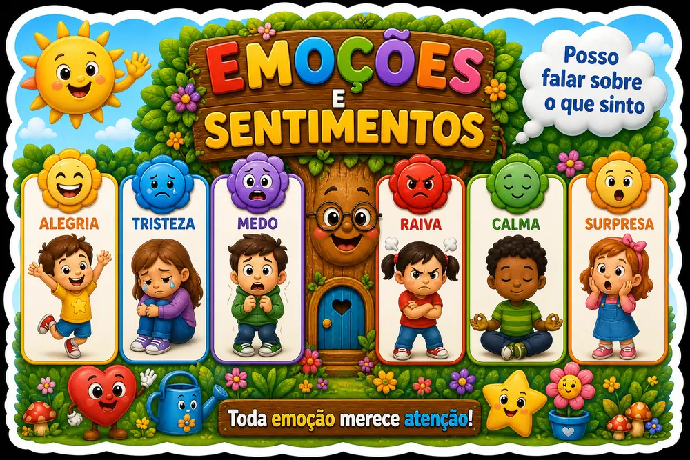 Painel educativo Emoções e Sentimentos incluído no kit