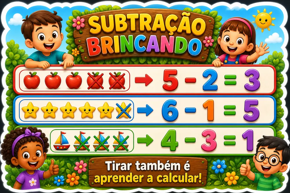 Amostra do painel Subtração Brincando