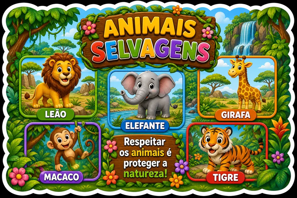 Amostra do painel Animais Selvagens